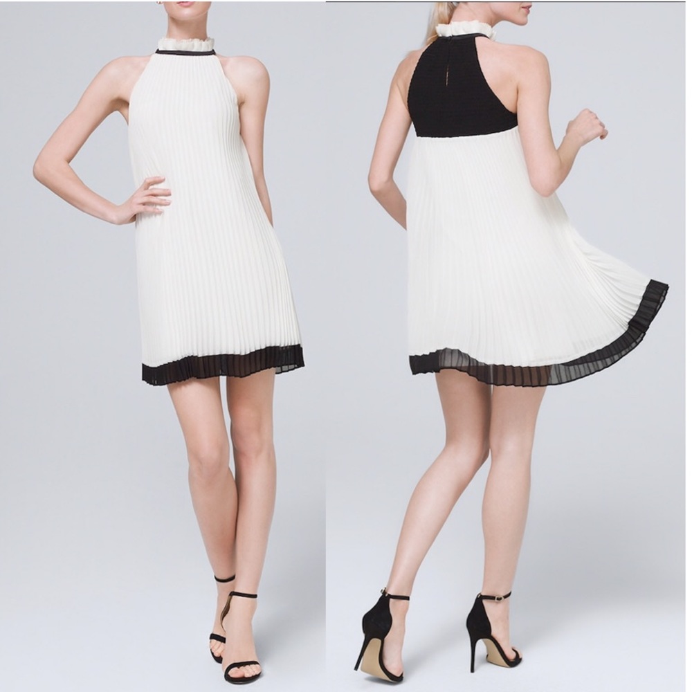 WHBM Pleated Halter Neck Shift Dress NWT Flirty